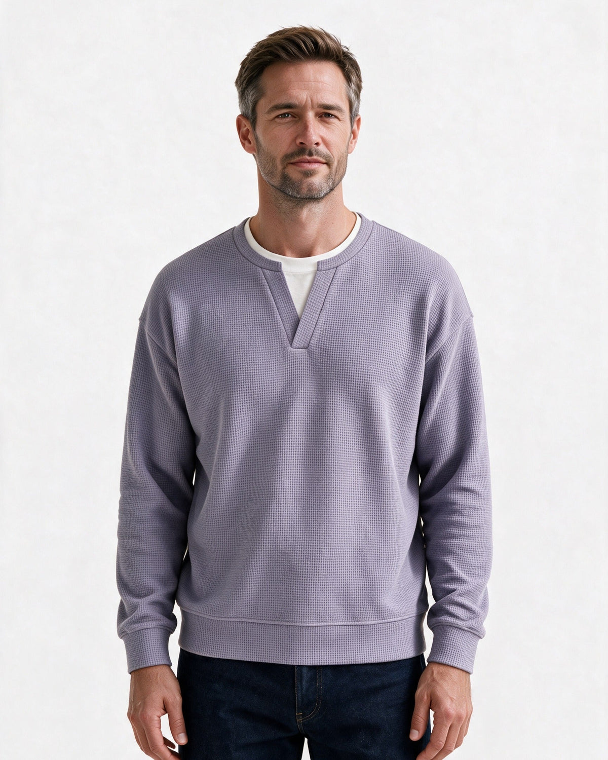 Denholm waffle-knit top in Lavender