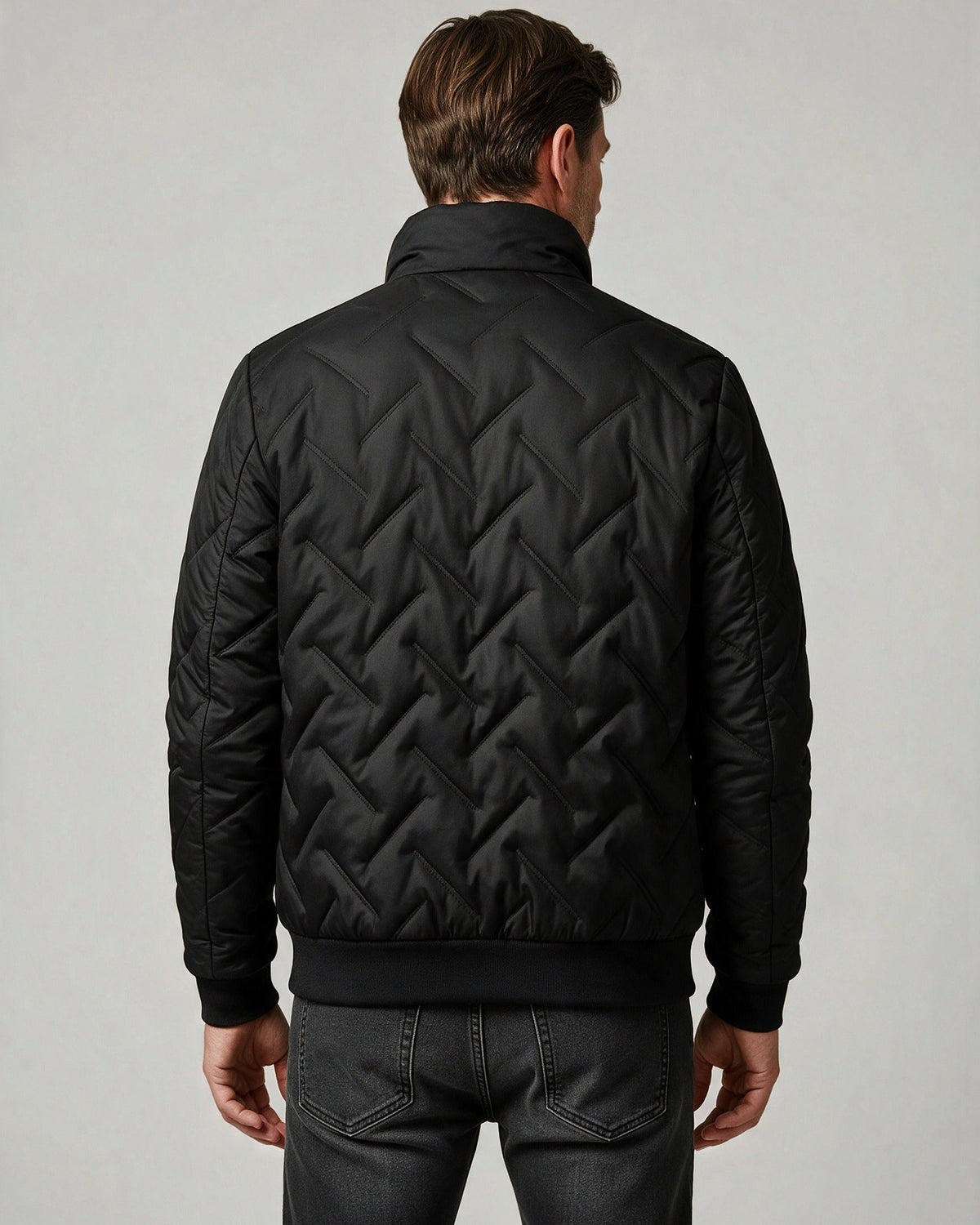 Lars quilted bomber jacket seen from behind