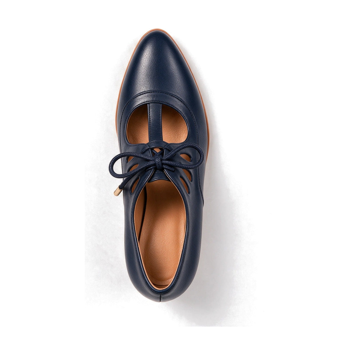 Ellery vintage lace-up heel in Navy, seen from above
