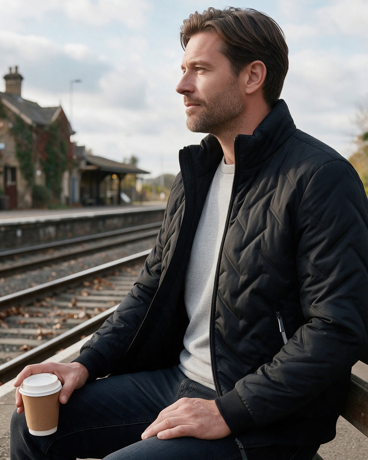 Lars jacket worn waiting at the station