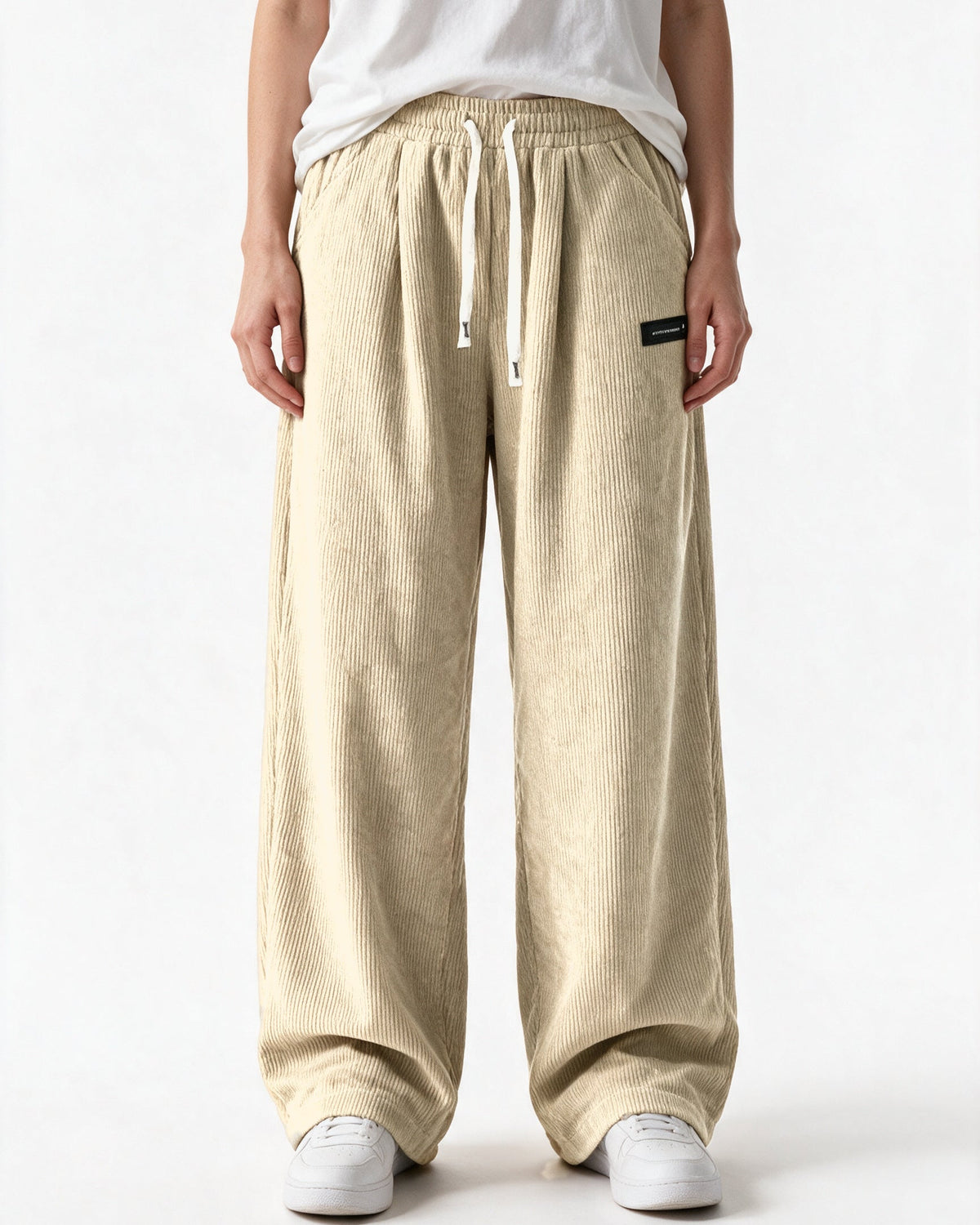 Tilbury wide-leg corduroy pants in Apricot, front view