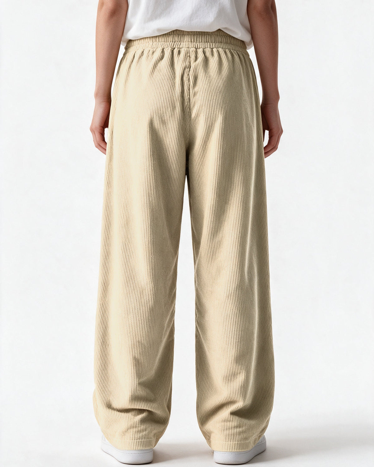 Tilbury wide-leg corduroy pants in Apricot, back view
